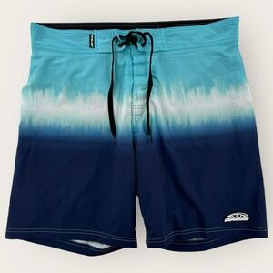 Pipeline Board Shorts Mens 38 Swim Blue Striped Fade Beach Retro Outdoors